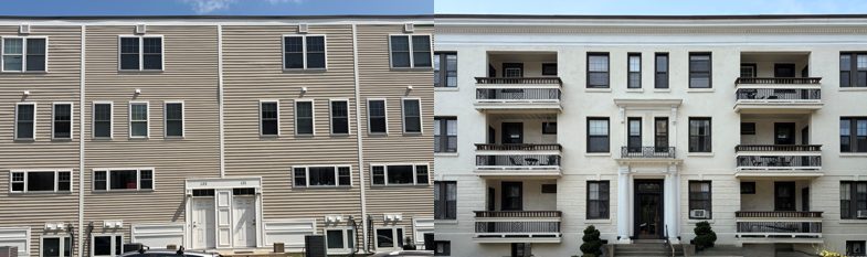 Two facing buildings on Glenville Avenue